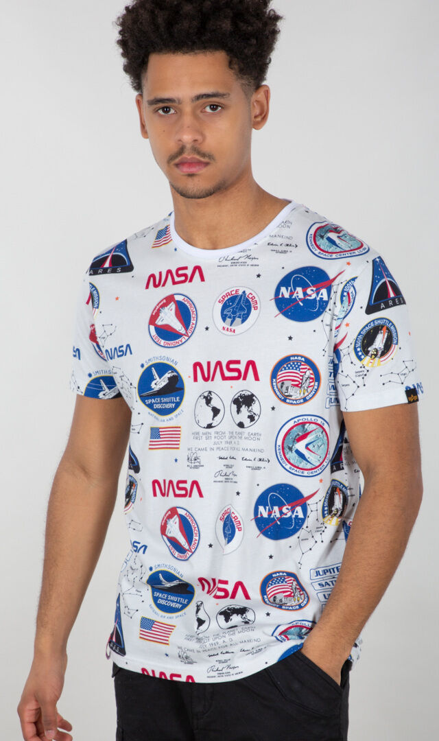 Alpha Industries NASA AOP T-shirt 2XL Hvit