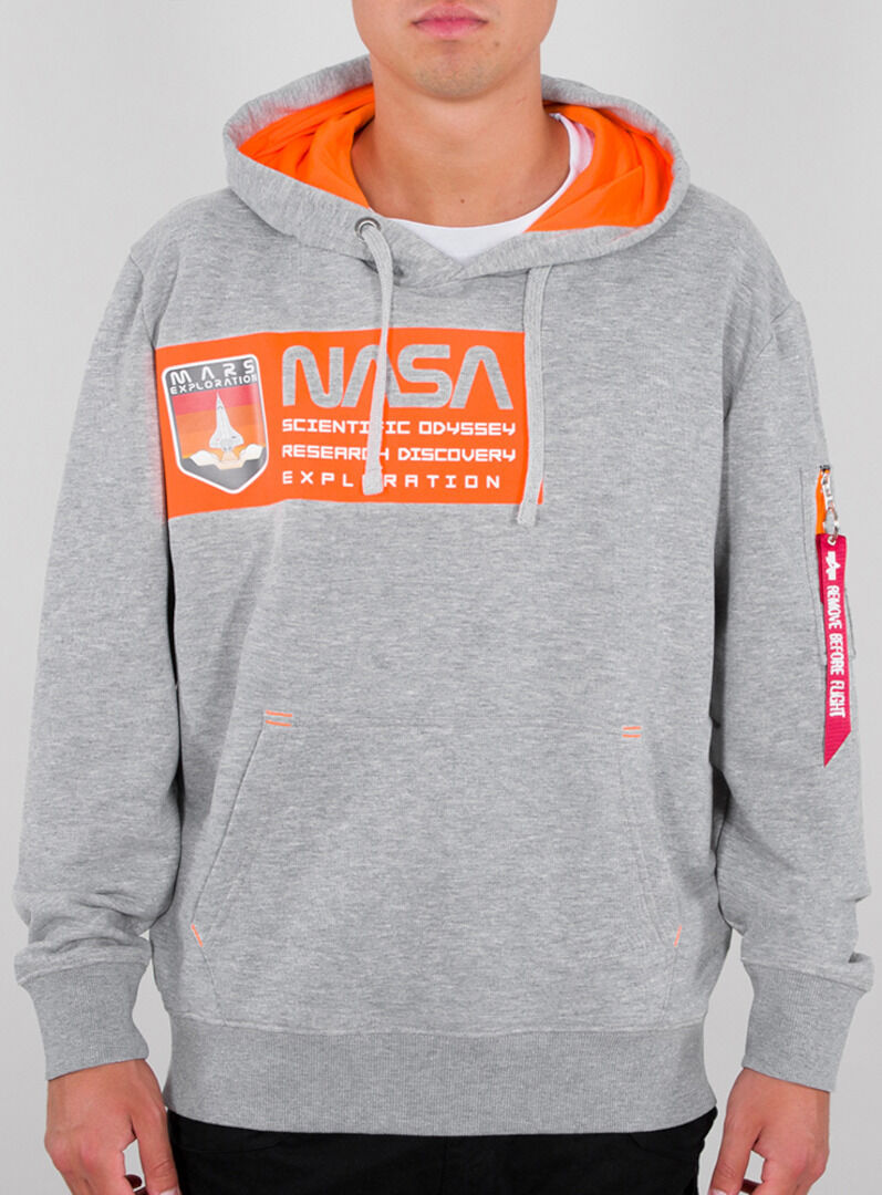 Alpha Industries Mars Neon Hettegenser XL Grå Oransje