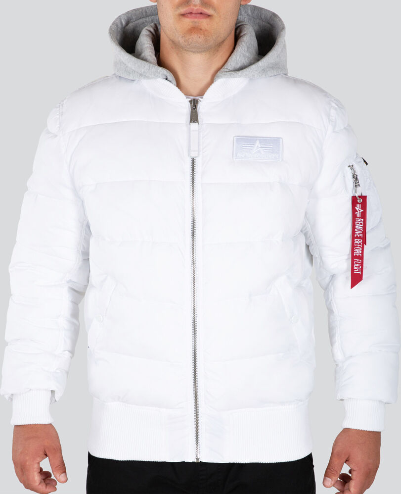 Alpha Industries MA-1 ZH Back Print Puffer FD Jakke M Hvit