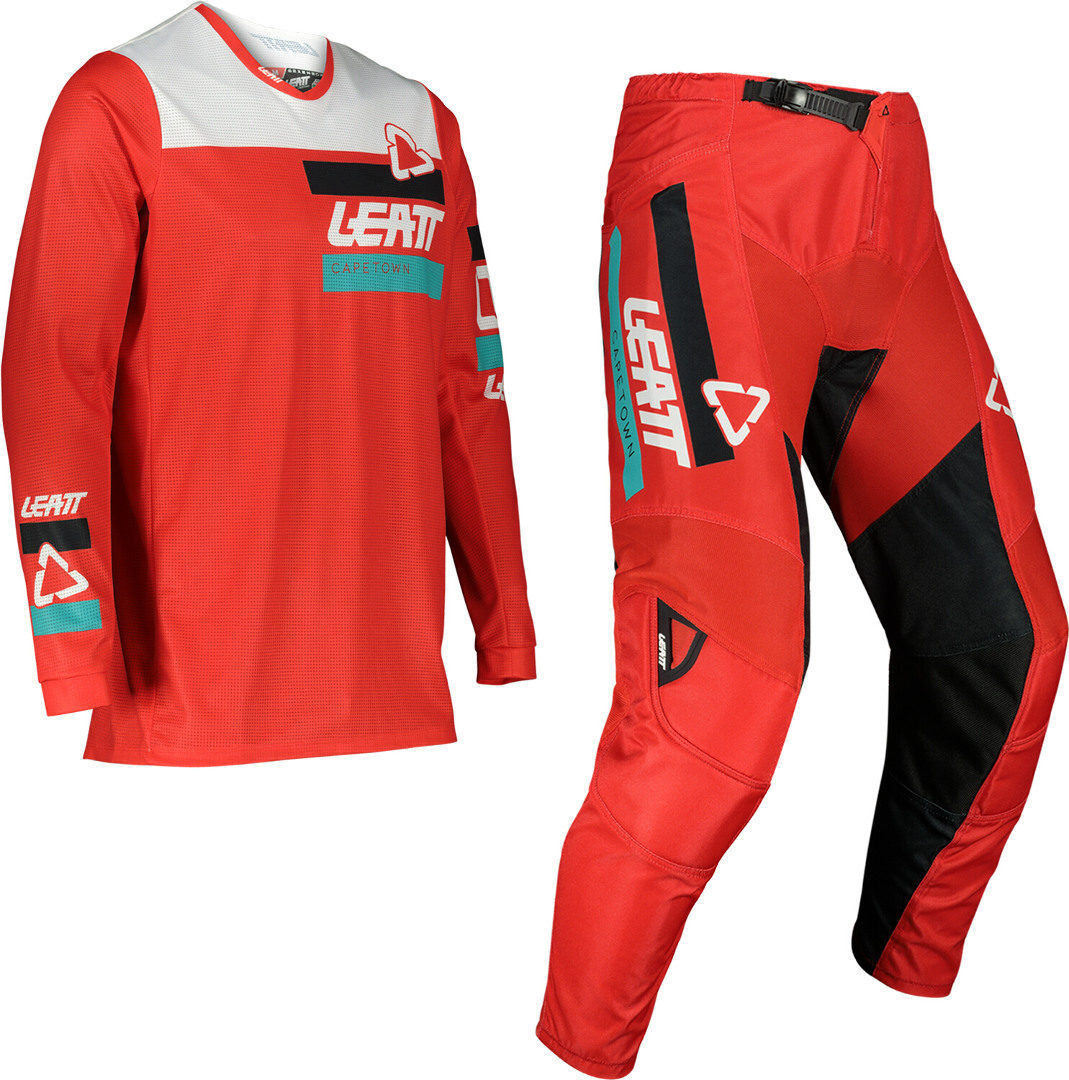 Leatt Moto 3.5 Ride Motocross Jersey og bukse sett L Rød