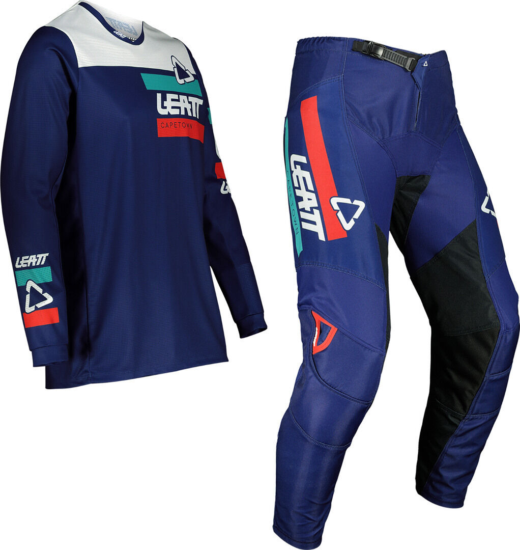 Leatt Moto 3.5 Ride Motocross Jersey og bukse sett L Blå