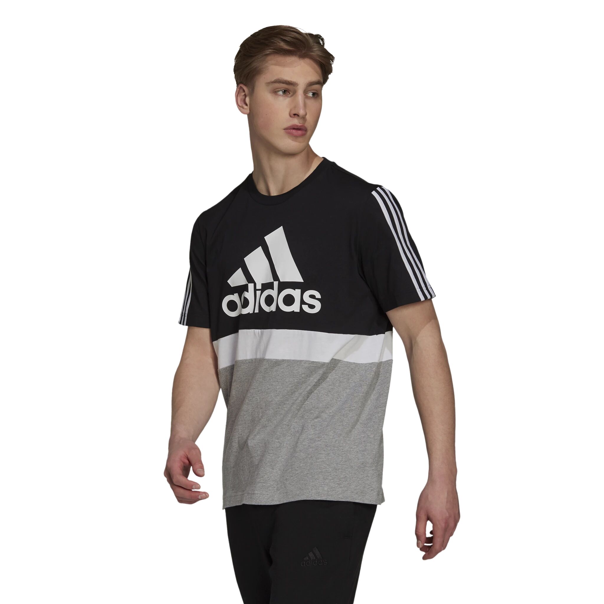 adidas Essentials ColourBlock Tee Mns, t-skjorte herre S BLACK/WHITE