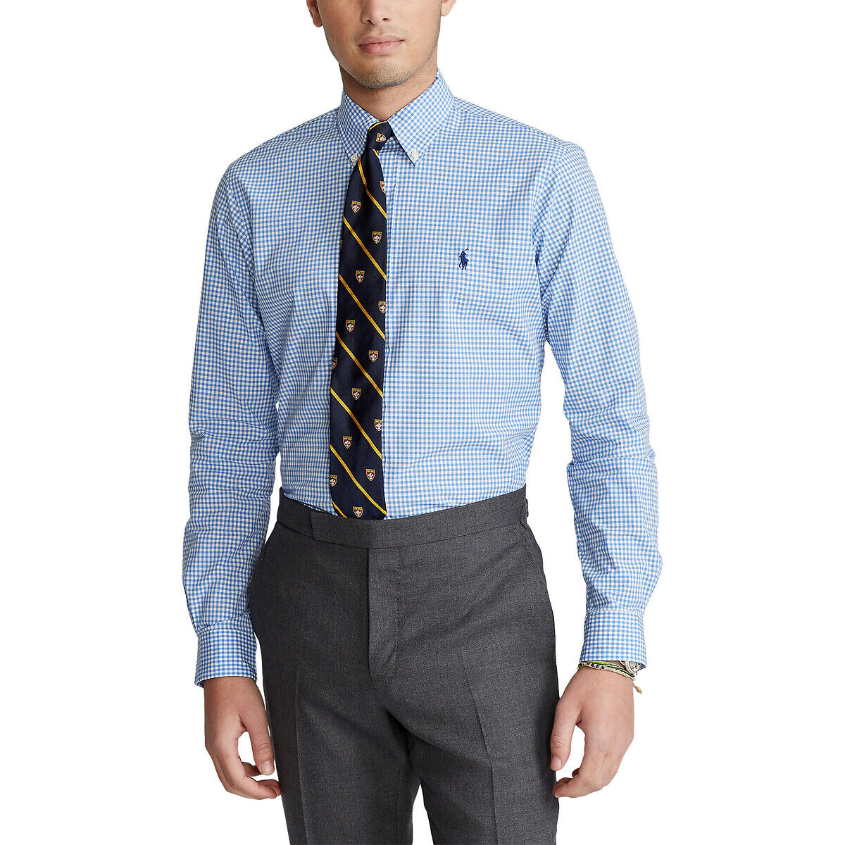 Polo Ralph Lauren Camisa slim, em popelina stretch   branco/azul