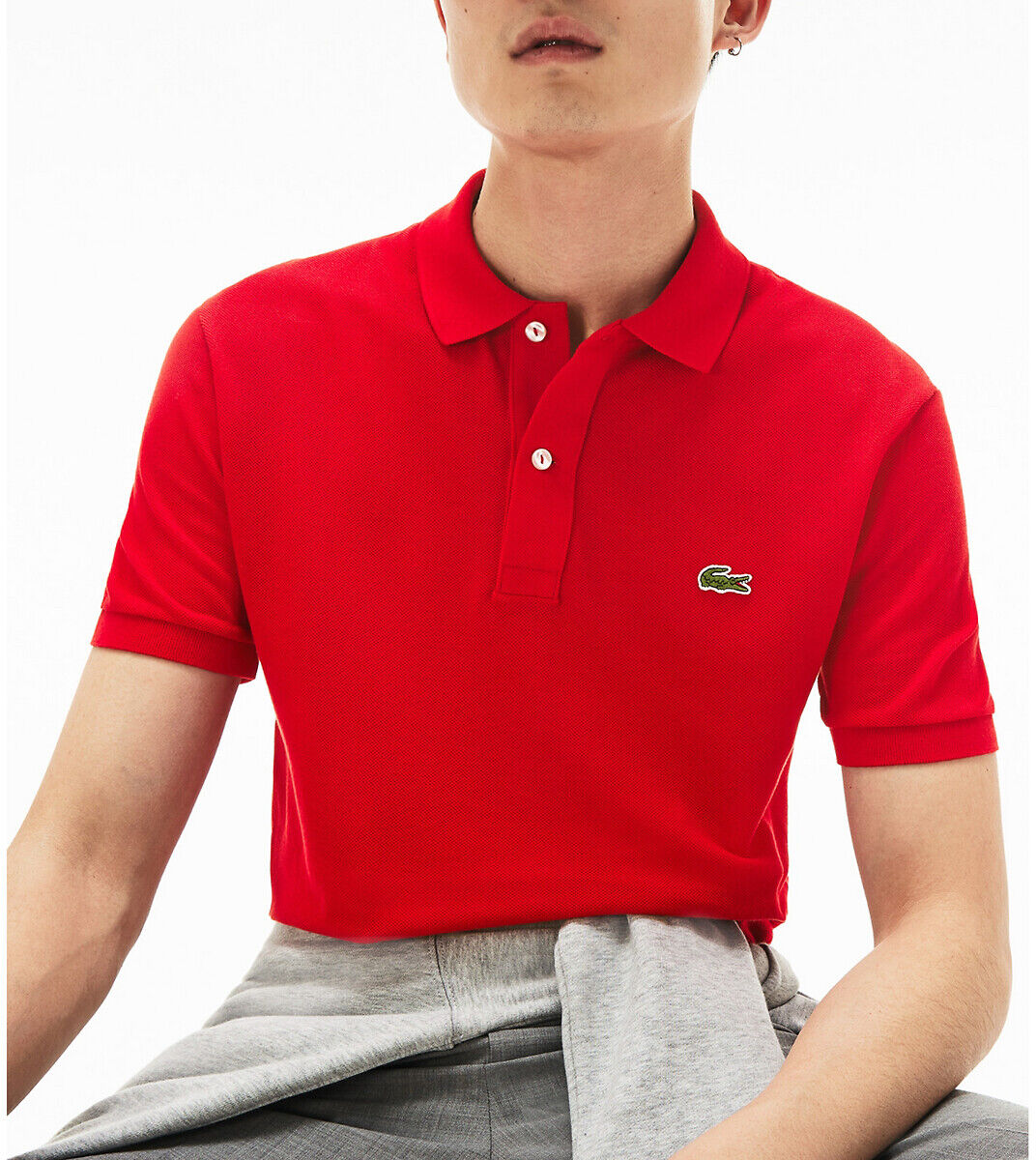 Lacoste Polo slim em malha piquée PH4012   Vermelho