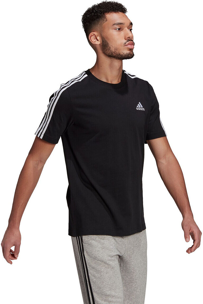 Adidas Performance T-shirt de mangas curtas, listas nos ombros   Preto