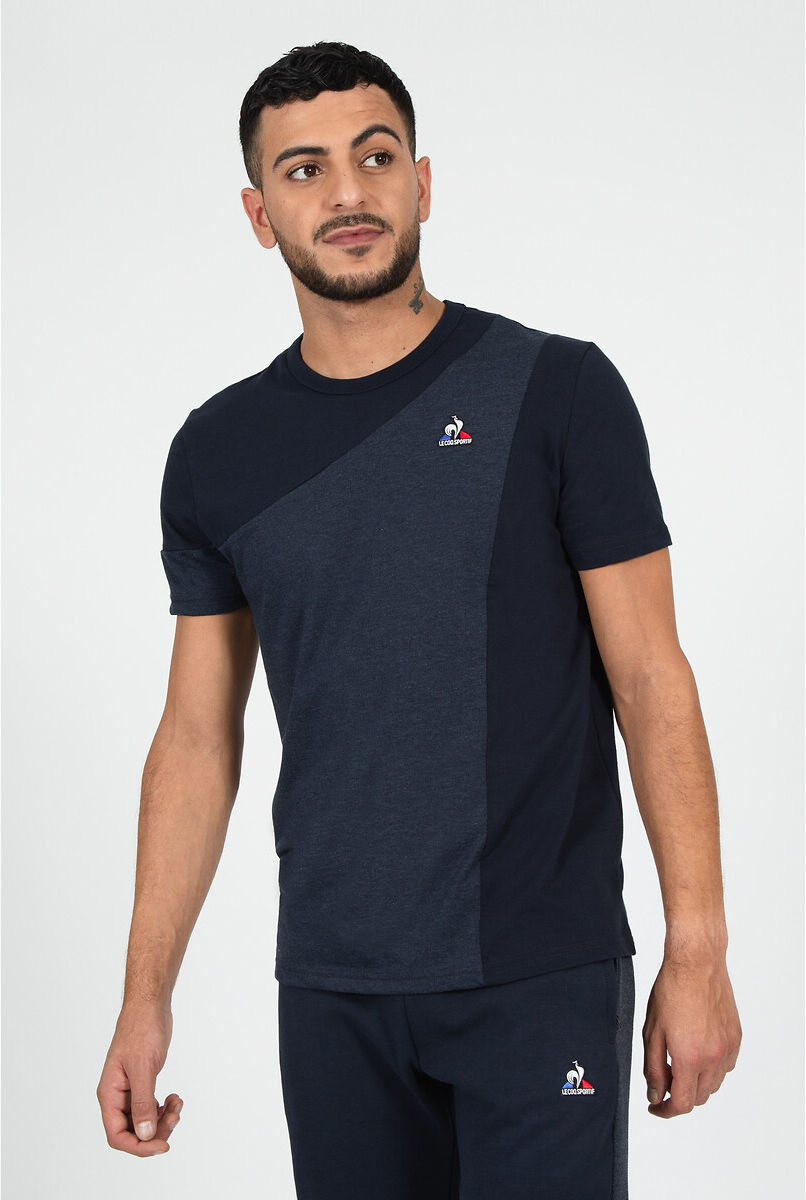 Le Coq Sportif T-shirt lisa de gola redonda, mangas curtas   Marinho