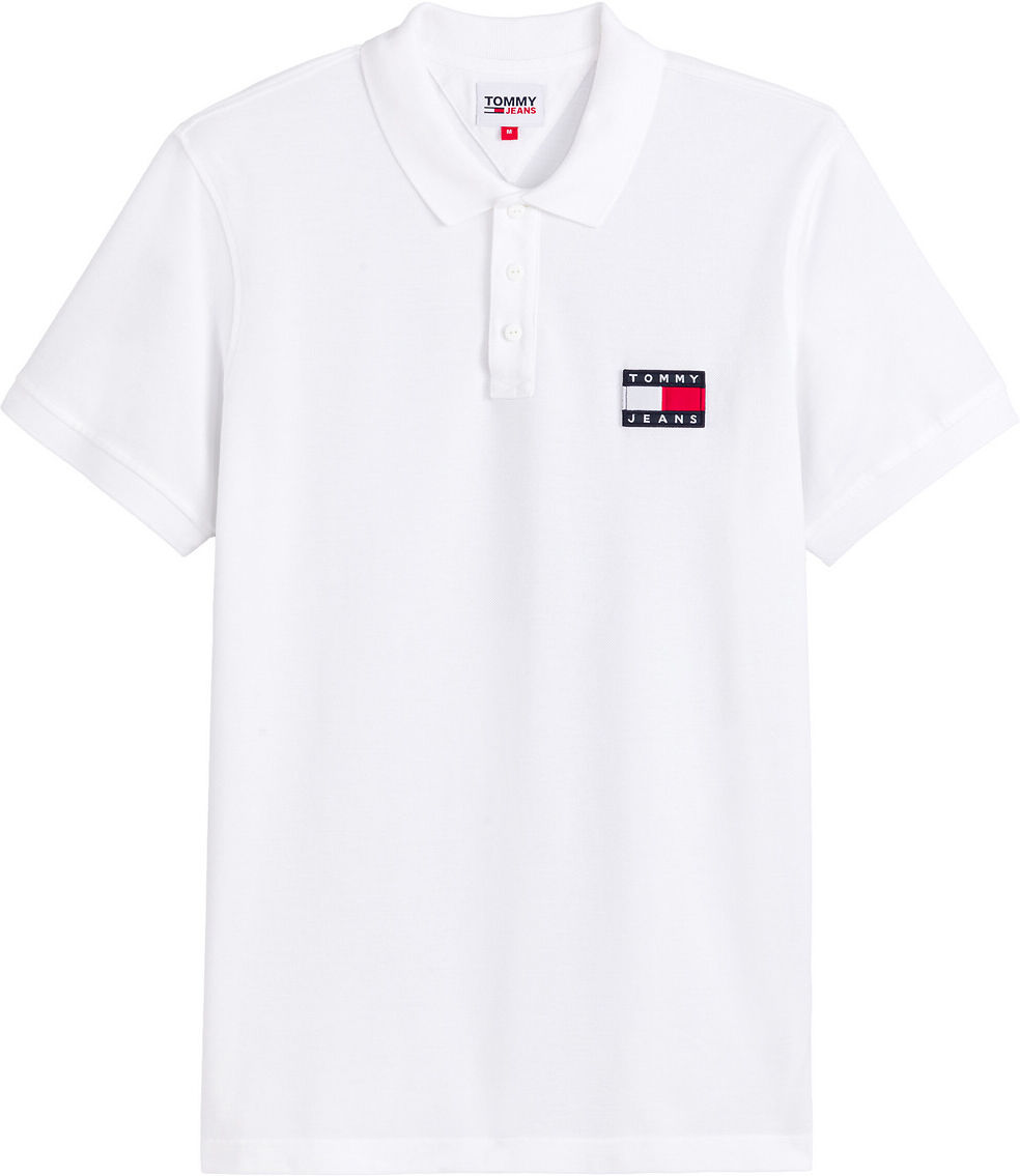 Tommy Jeans Polo direito, malha piqué, Tommy Badge   Branco