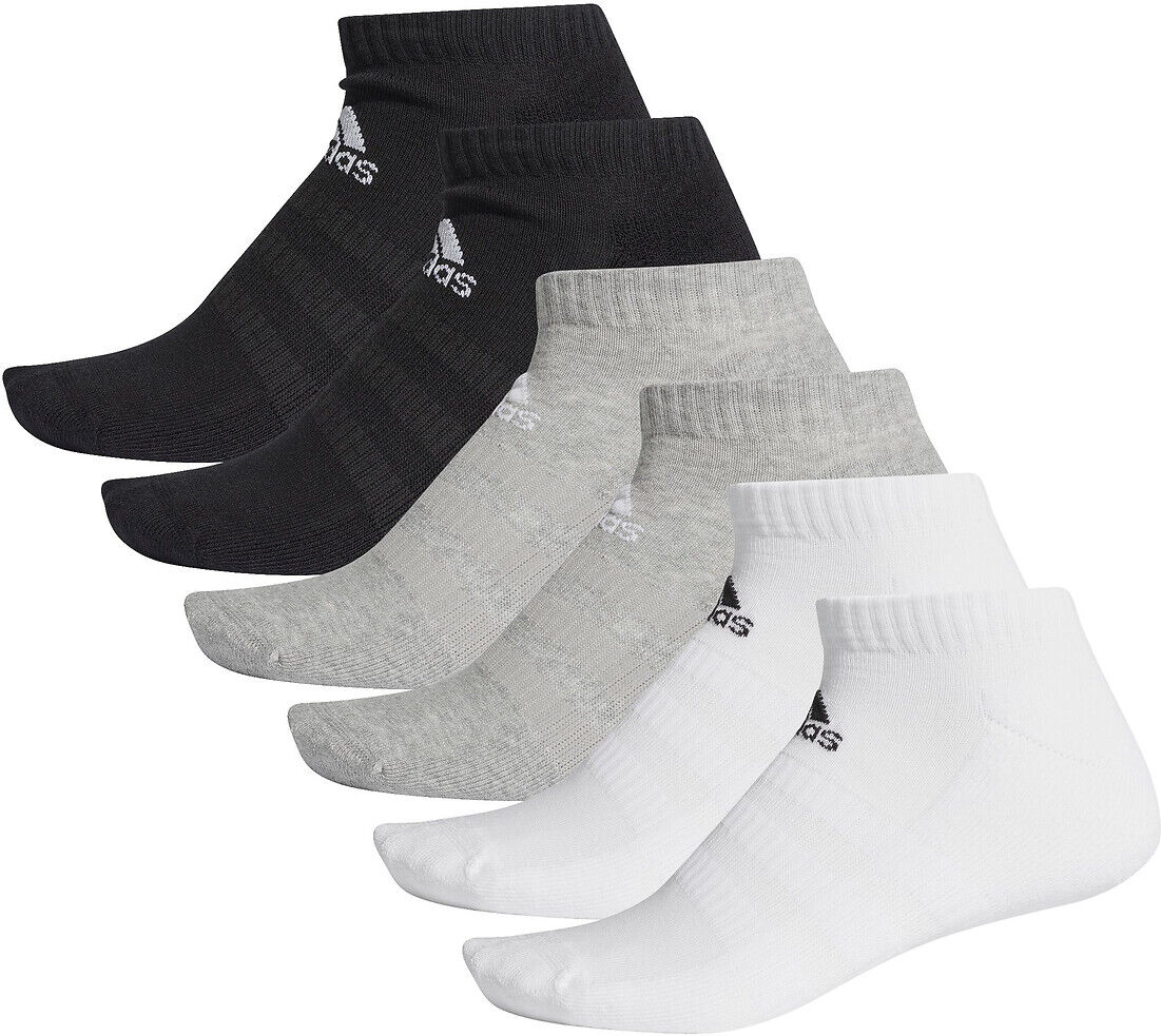 Adidas Performance Lote de 3 pares de meias curtas   Branco + Preto + Cinzento