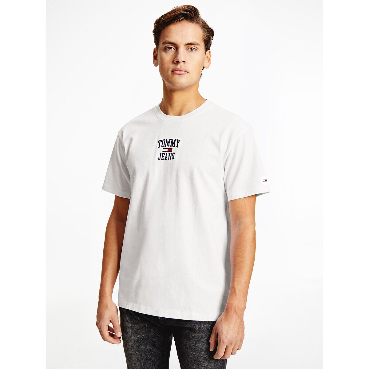 Tommy Jeans T-shirt com gola redonda, Homespun   Branco