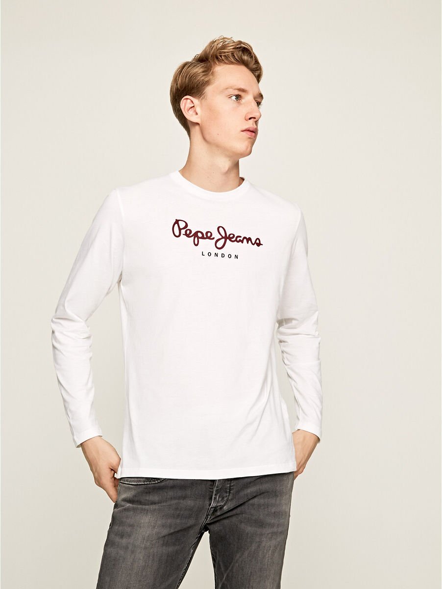 Pepe Jeans Camisola de gola redonda, com mangas compridas, Eggo   Branco