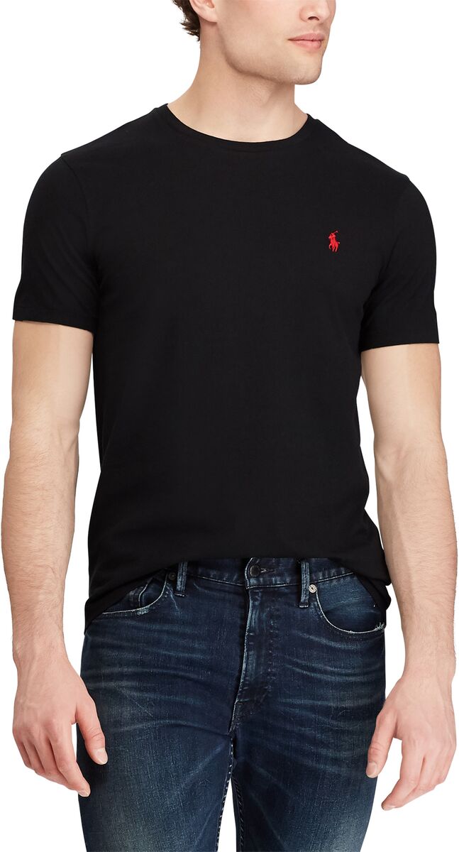 Polo Ralph Lauren T-shirt de gola redonda, em jersey de algodão   Preto