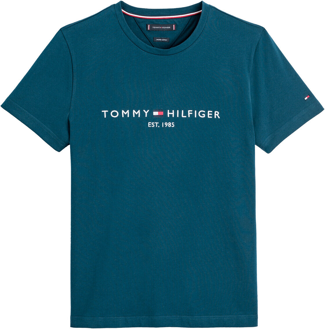 Tommy Hilfiger T-shirt de gola redonda, Tommy Logo   azul-petróleo