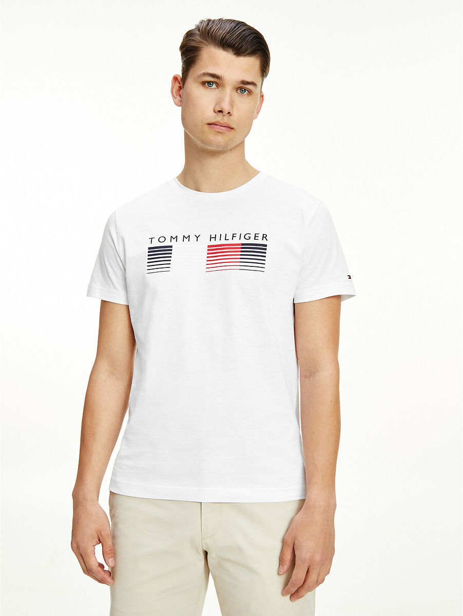 Tommy Hilfiger T-shirt de gola redonda, Fade Graphic Corp   Branco