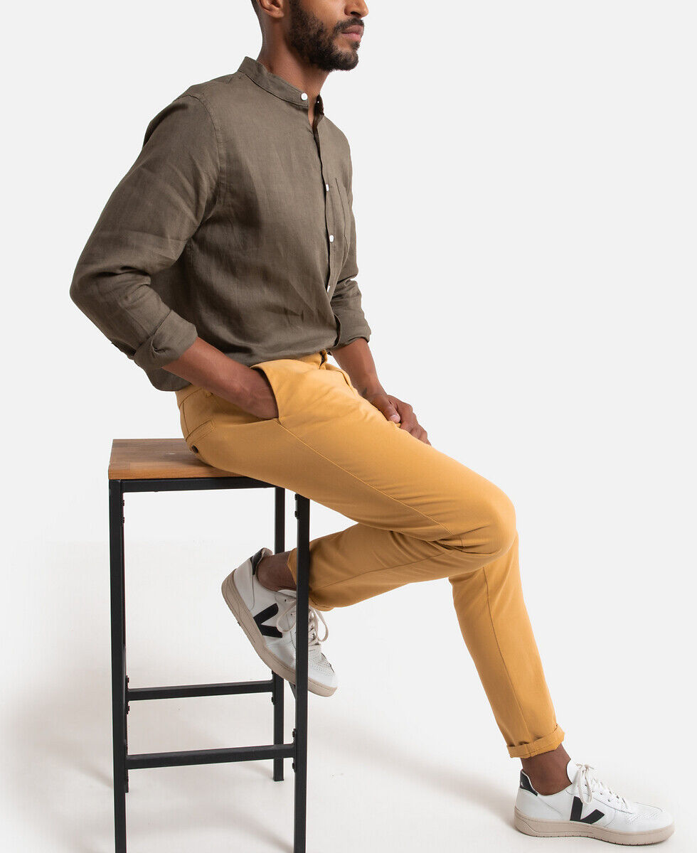 La Redoute Collections Calças chino, corte slim   Amarelo-Açafrão