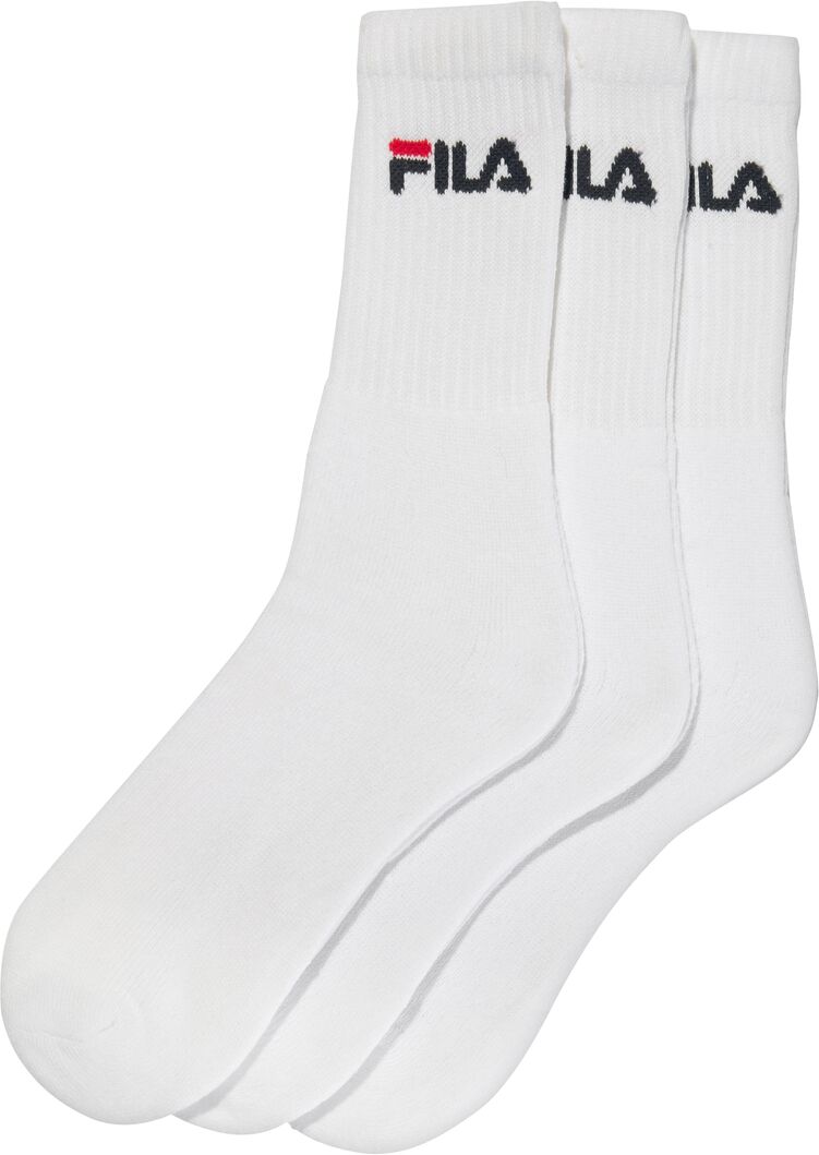 Fila Lote de 3 pares de meias altas   branco + branco + branco