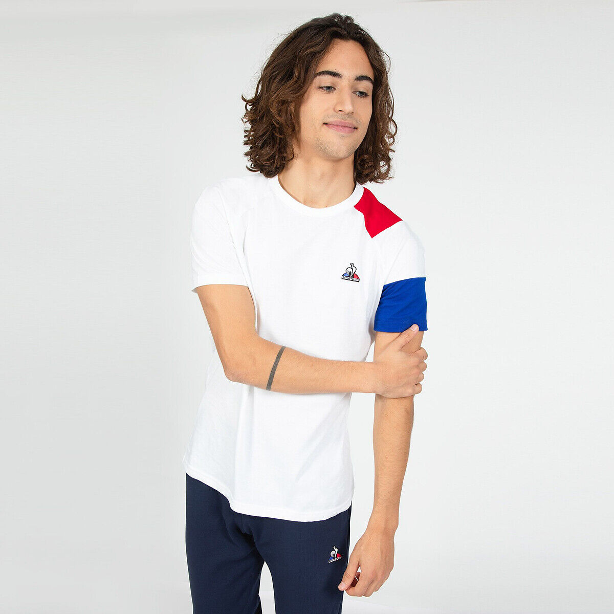 Le Coq Sportif T-shirt com gola redonda, mangas curtas   Branco