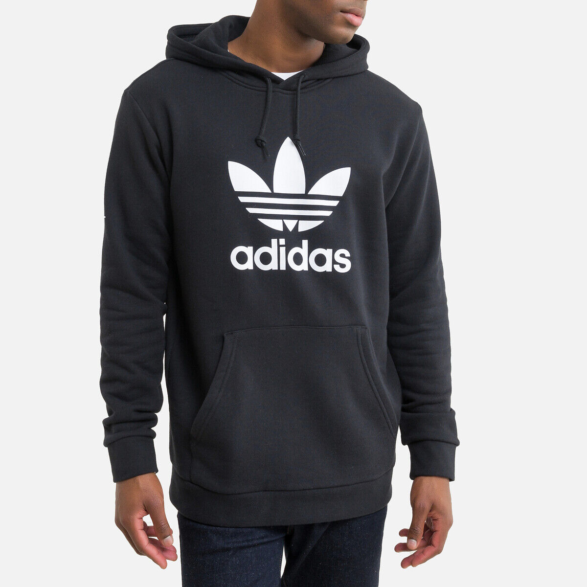 Adidas Originals Sweat com capuz e logótipo trevo   Preto