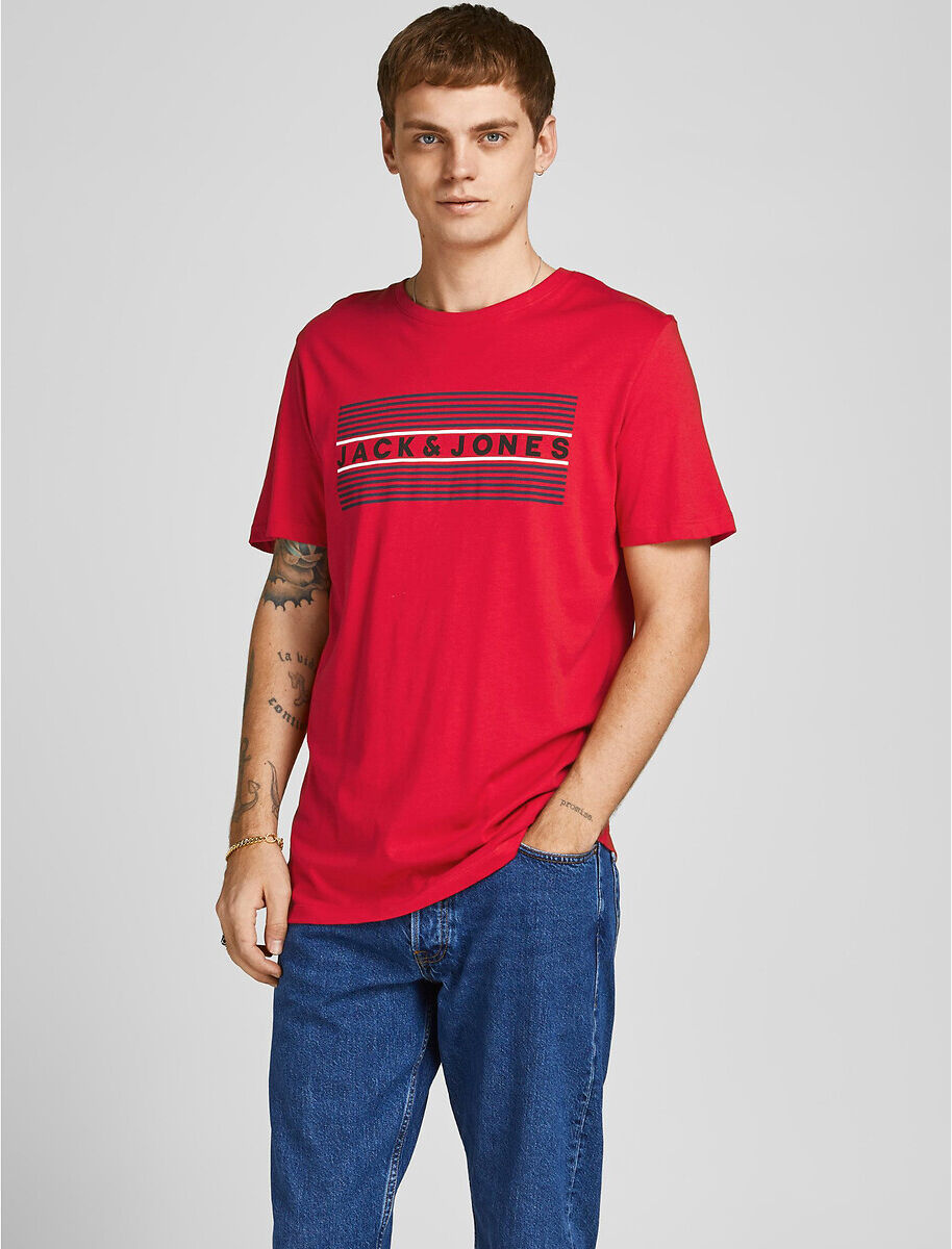 Jack & Jones T-shirt com gola redonda, Corp Logo   Vermelho