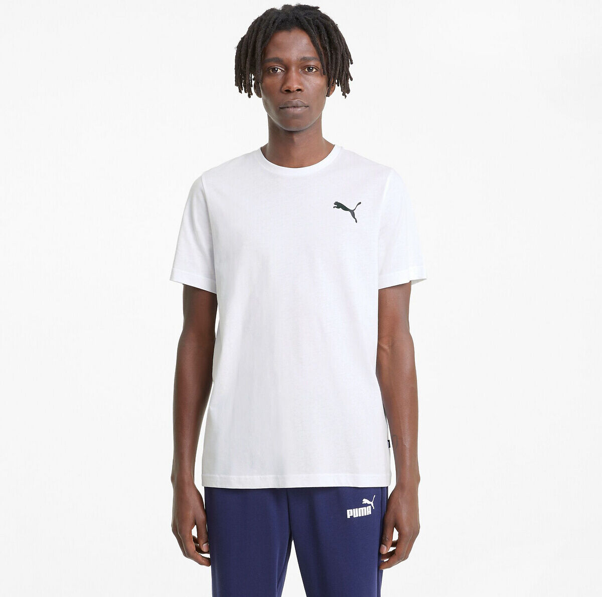 Puma T-shirt de mangas curtas Essentiel, logótipo pequeno   Branco