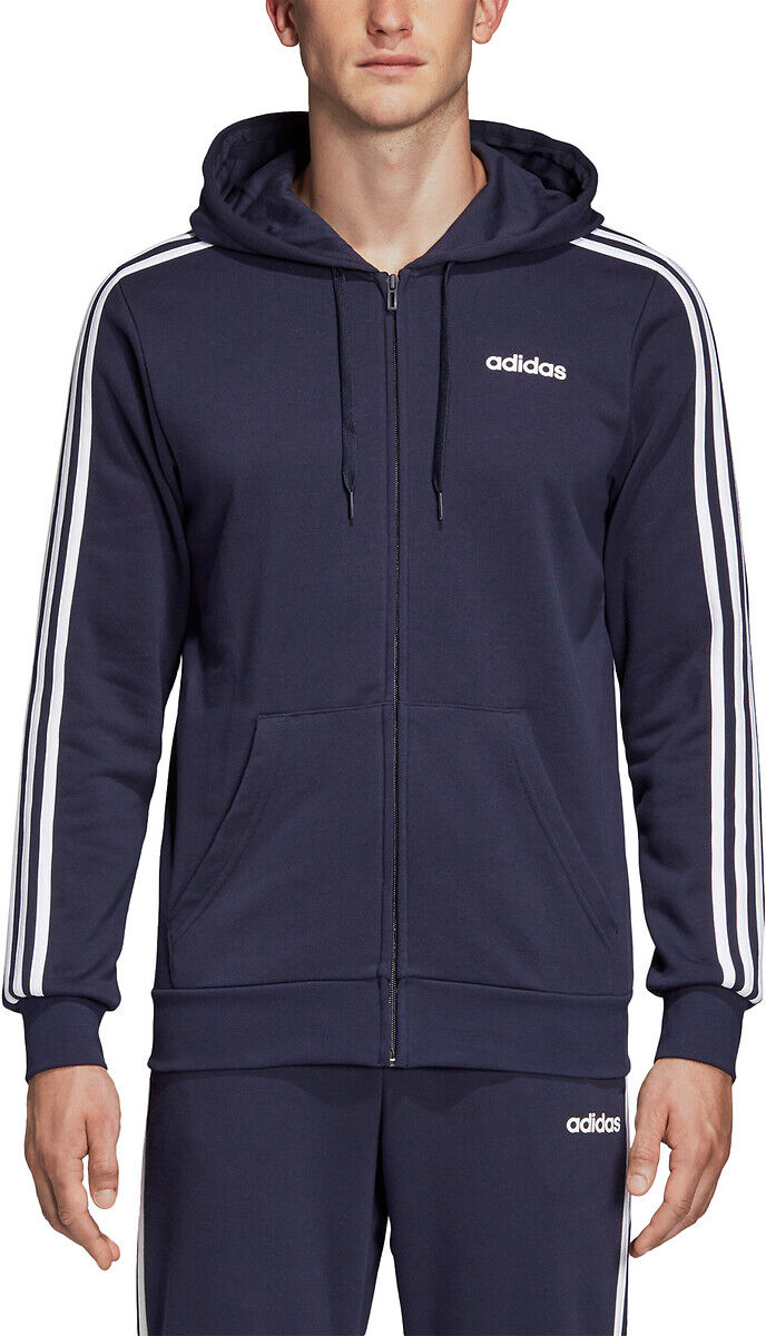 Adidas Performance Casaco com fecho e capuz, 3-stripes French Terry   Marinho