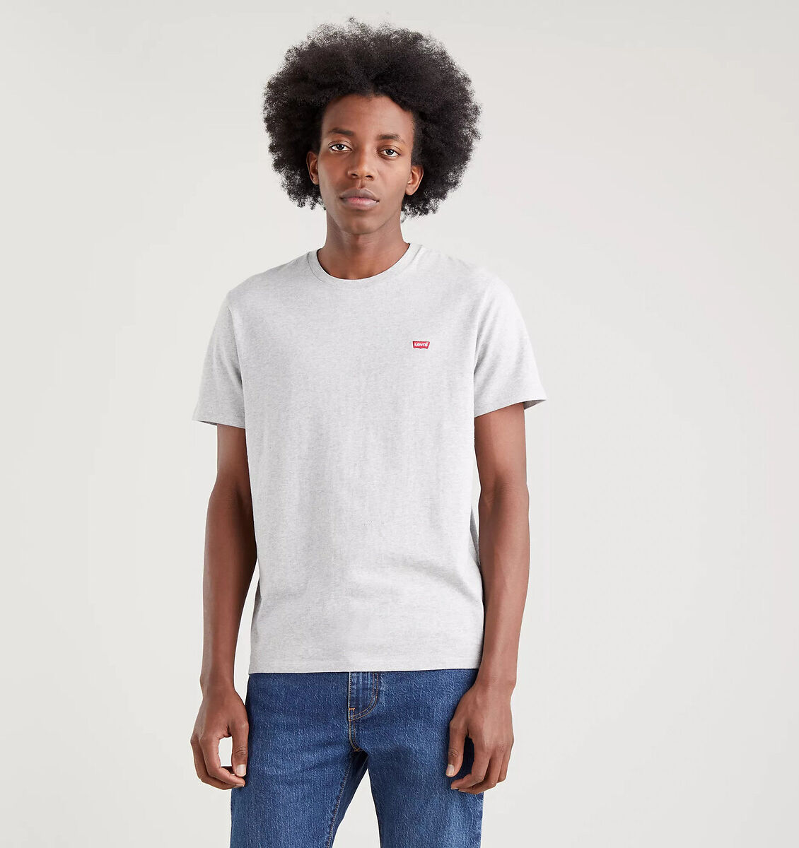 Levi's T-shirt de gola redonda, logótipo Chesthit   Cinza Mesclado