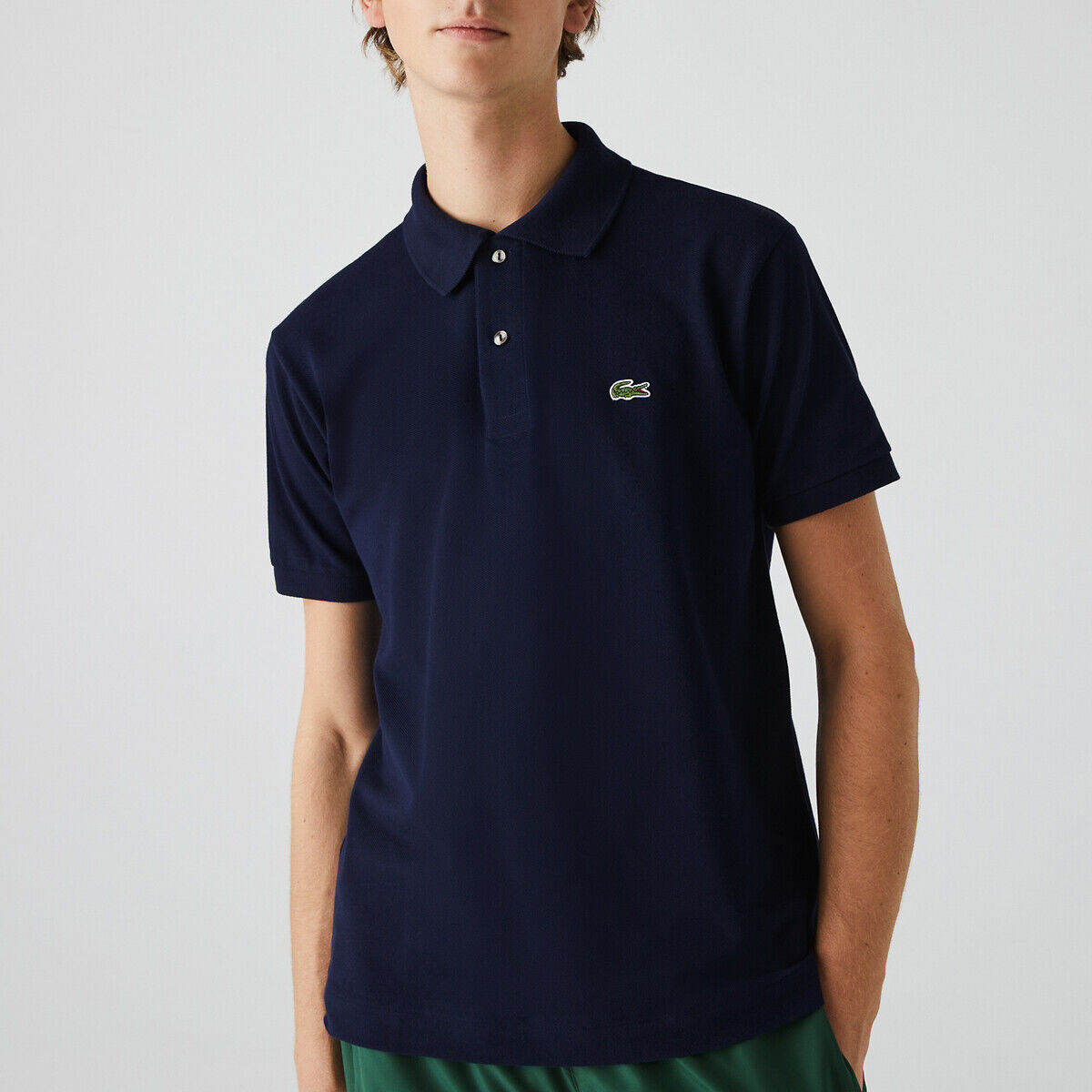 Lacoste Polo direito em malha piqué L1212   Marinho