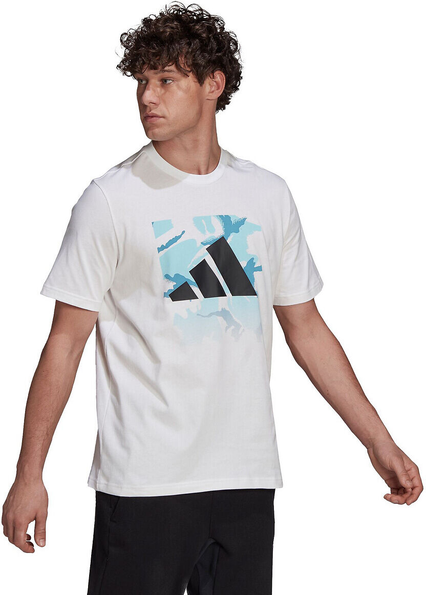 Adidas Performance T-shirt de mangas curtas com logótipo grande gráfico   Branco