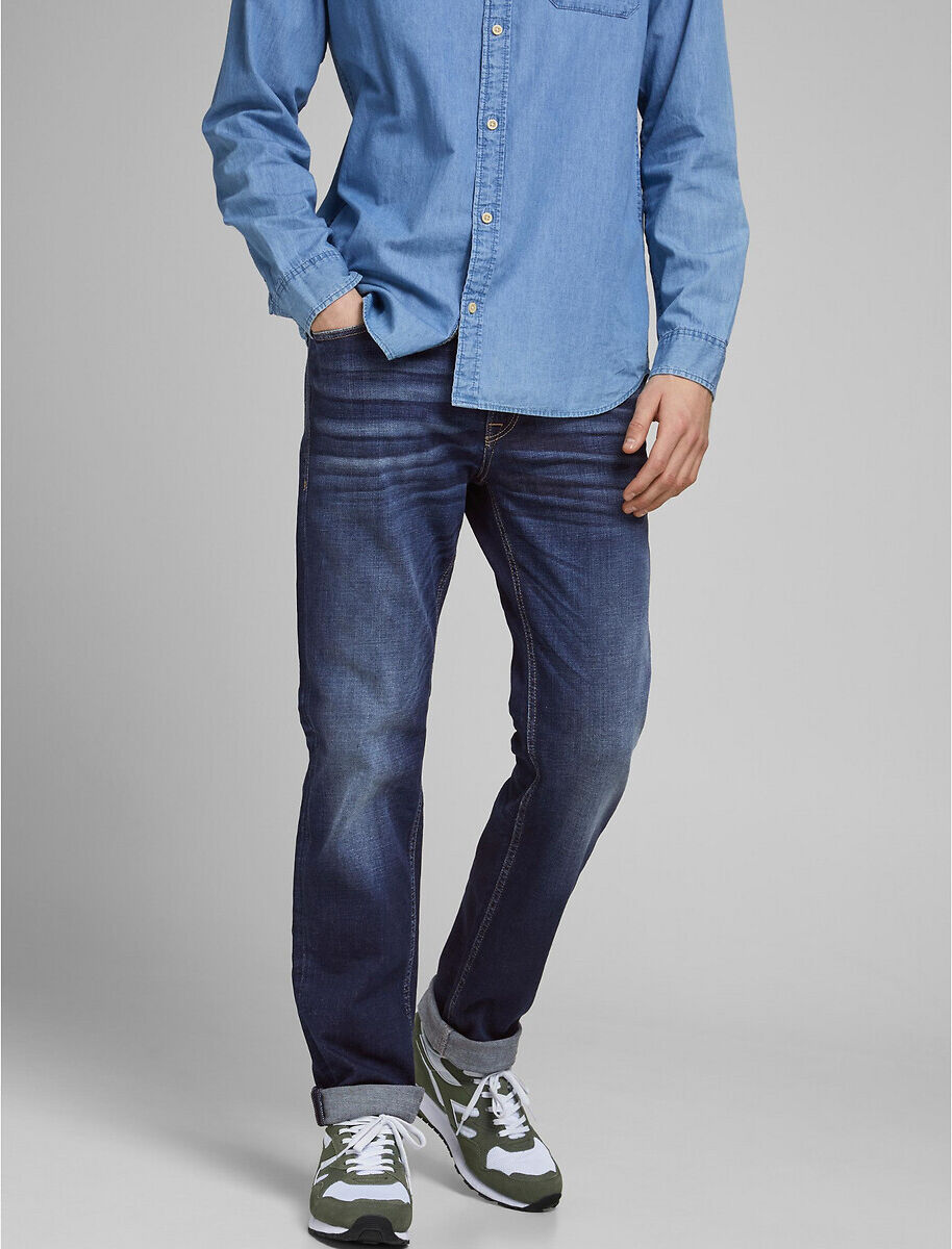 Jack & Jones Jeans direitos stretch, Clarck   Azul escuro