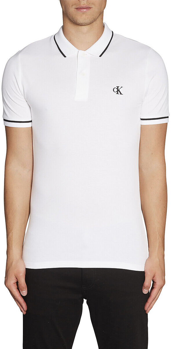 Calvin Klein Jeans Polo slim em malha piqué Tipping   Branco