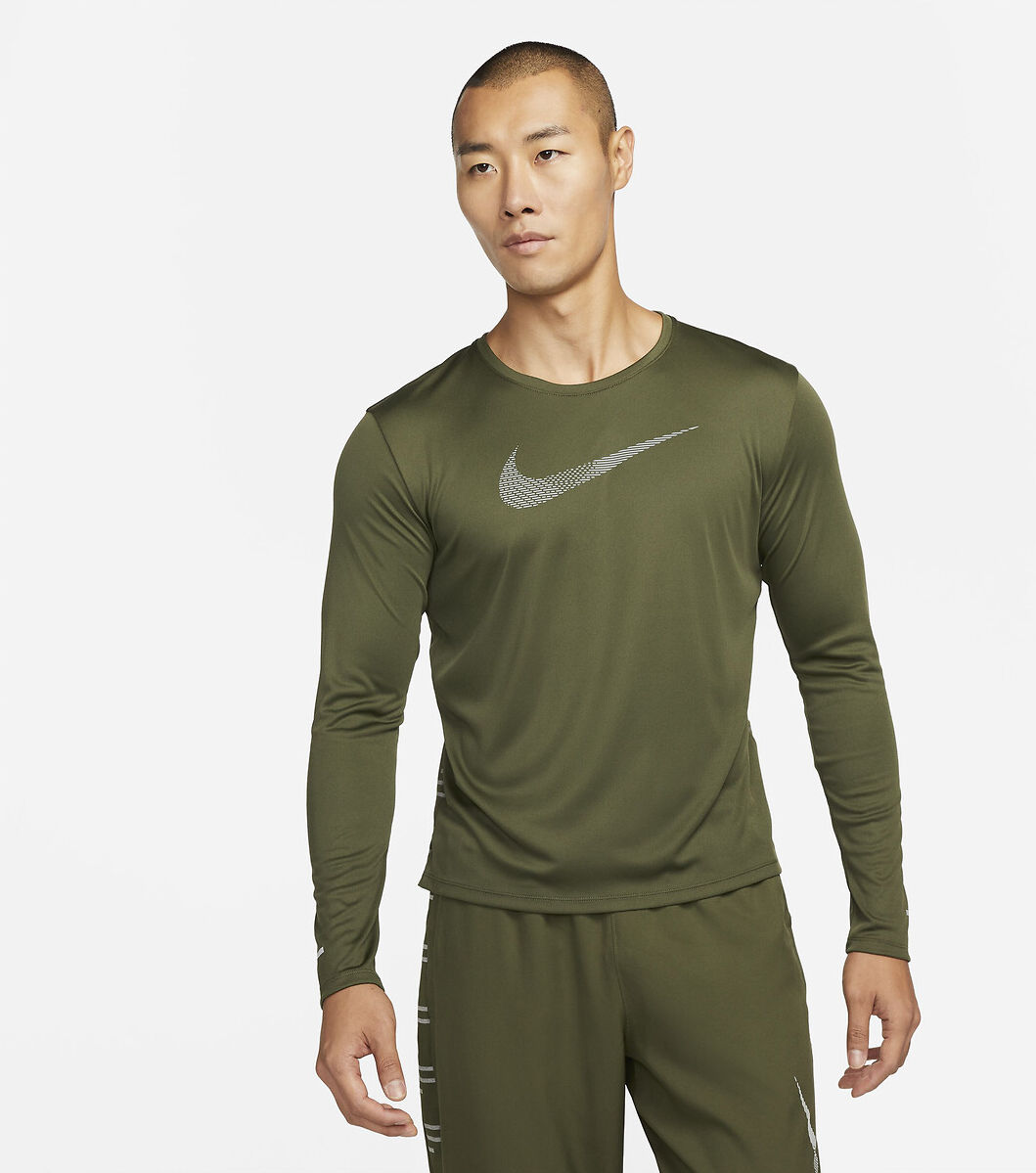 Nike Camisola de corrida de mangas compridas, Miler   Caqui