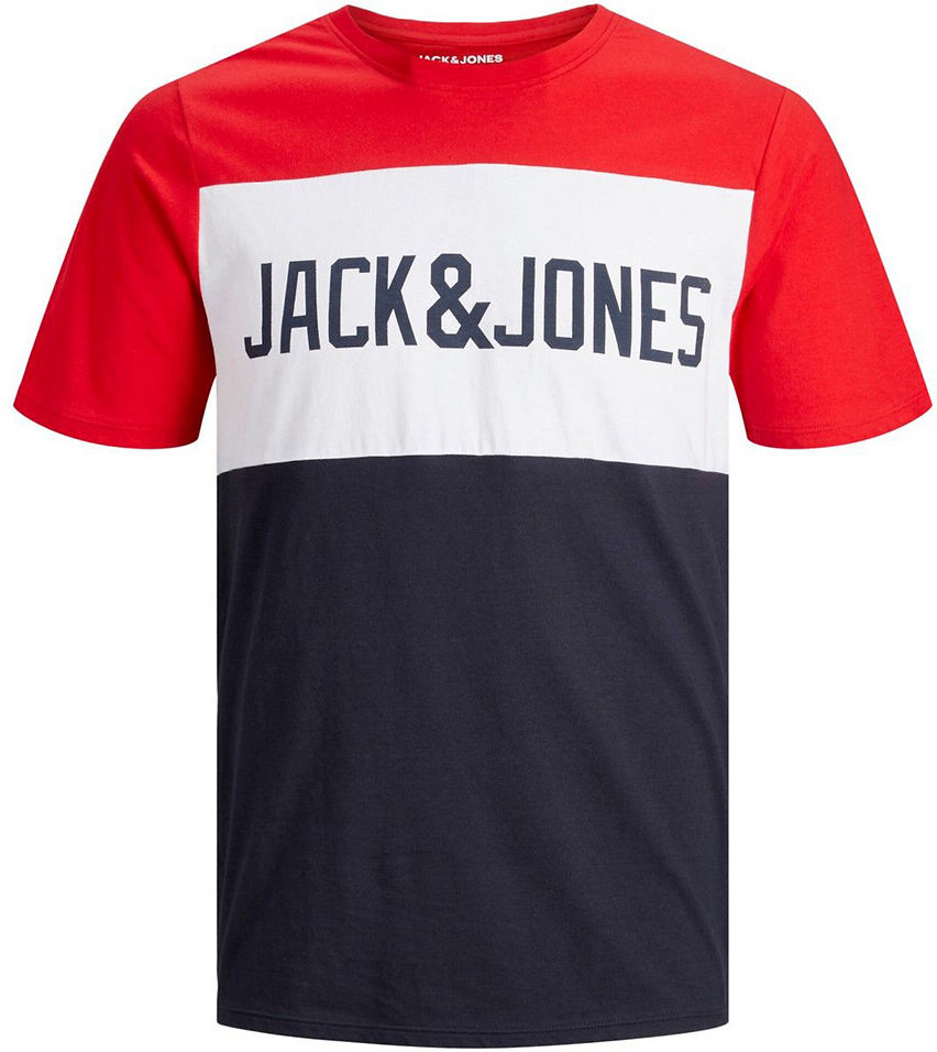 Jack & Jones T-shirt Logo Blocking   azul marinho/branco/vermelho