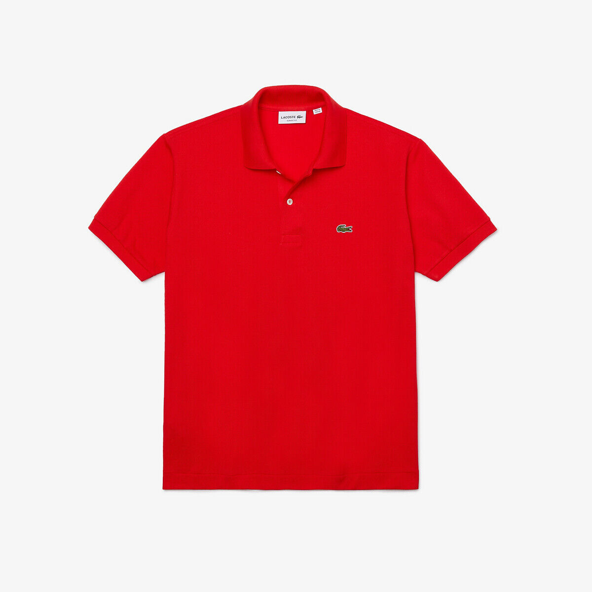 Lacoste Polo direito em malha piqué L1212   vermilhão