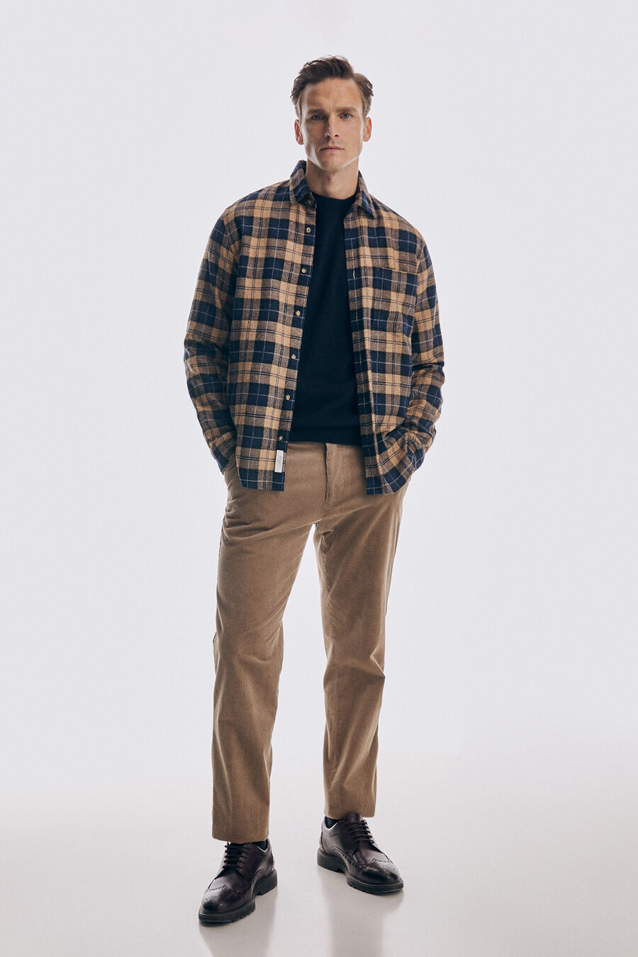 Pedro del Hierro Camisa de xadrez tecido italiano Pedro del Hierro