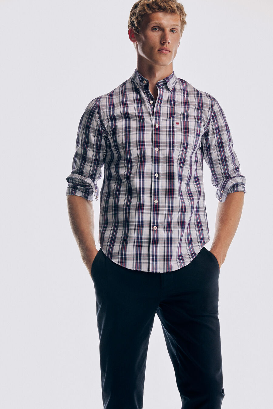 Pedro del Hierro Camisa xadrez tech non iron algodão Pedro del Hierro