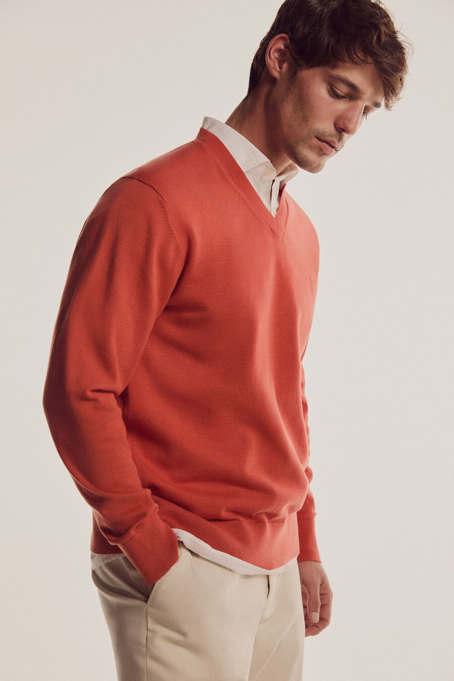 Pedro del Hierro Camisola gola em bico de algodão Pedro del Hierro