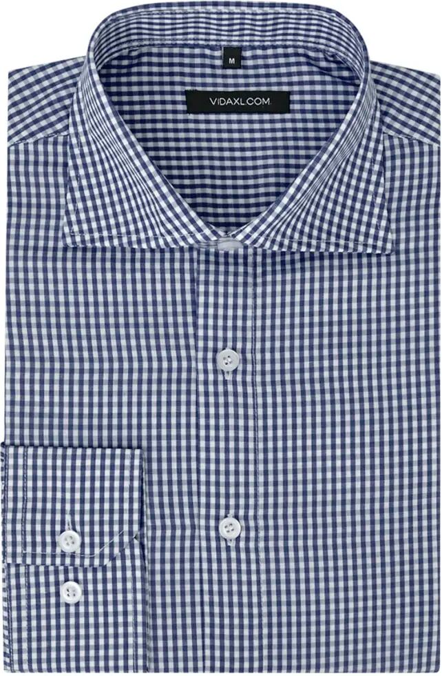 vidaXL Camisa negócios p/ homem aos quadrados branca e azul-marinho, S