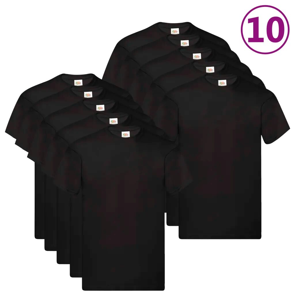 Fruit of the Loom T-shirts originais 10 pcs algodão XXL preto