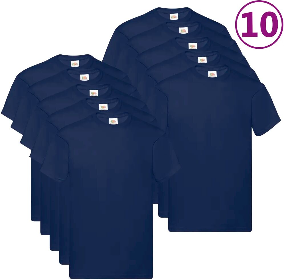 Fruit of the Loom T-shirts originais 10 pcs algodão S azul-marinho