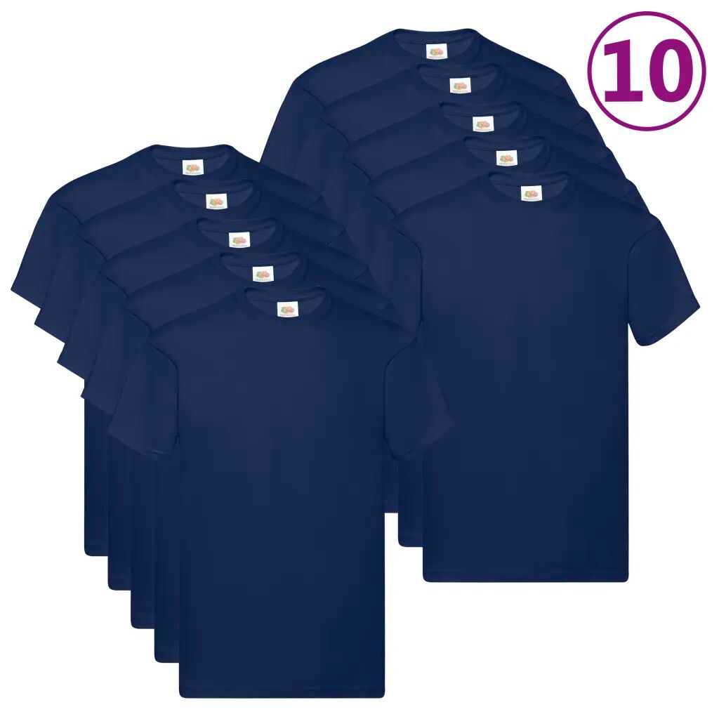 Fruit of the Loom T-shirts originais 10 pcs algodão XXL azul-marinho