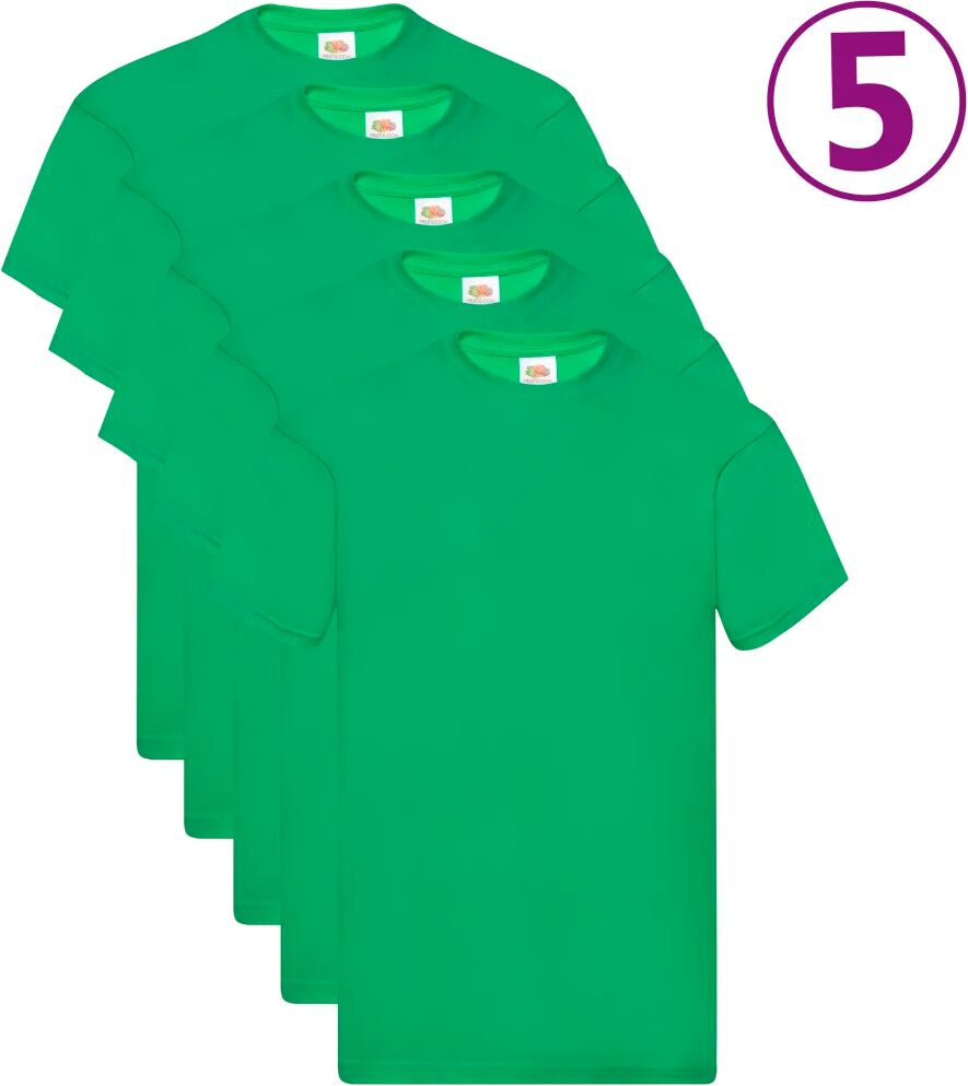 Fruit of the Loom T-shirts originais 5 pcs algodão L verde