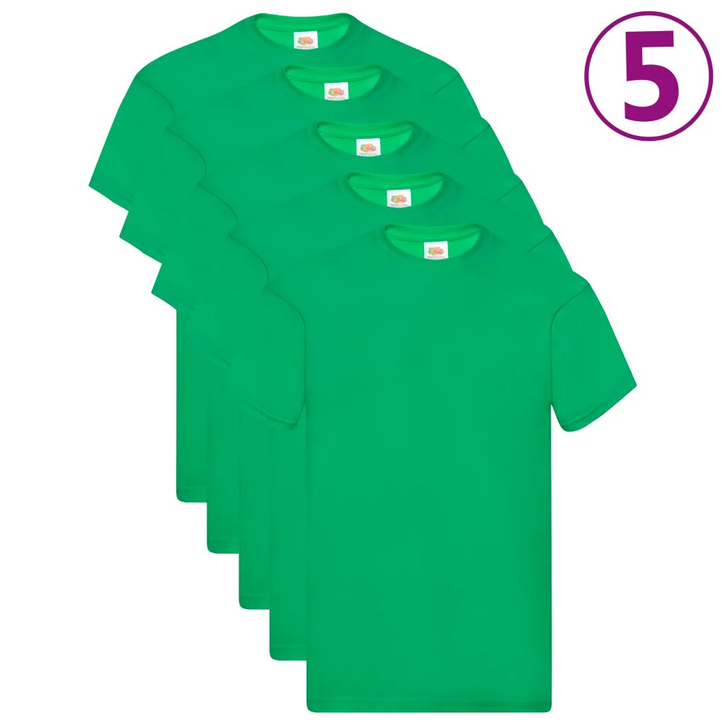 Fruit of the Loom T-shirts originais 5 pcs algodão XL verde