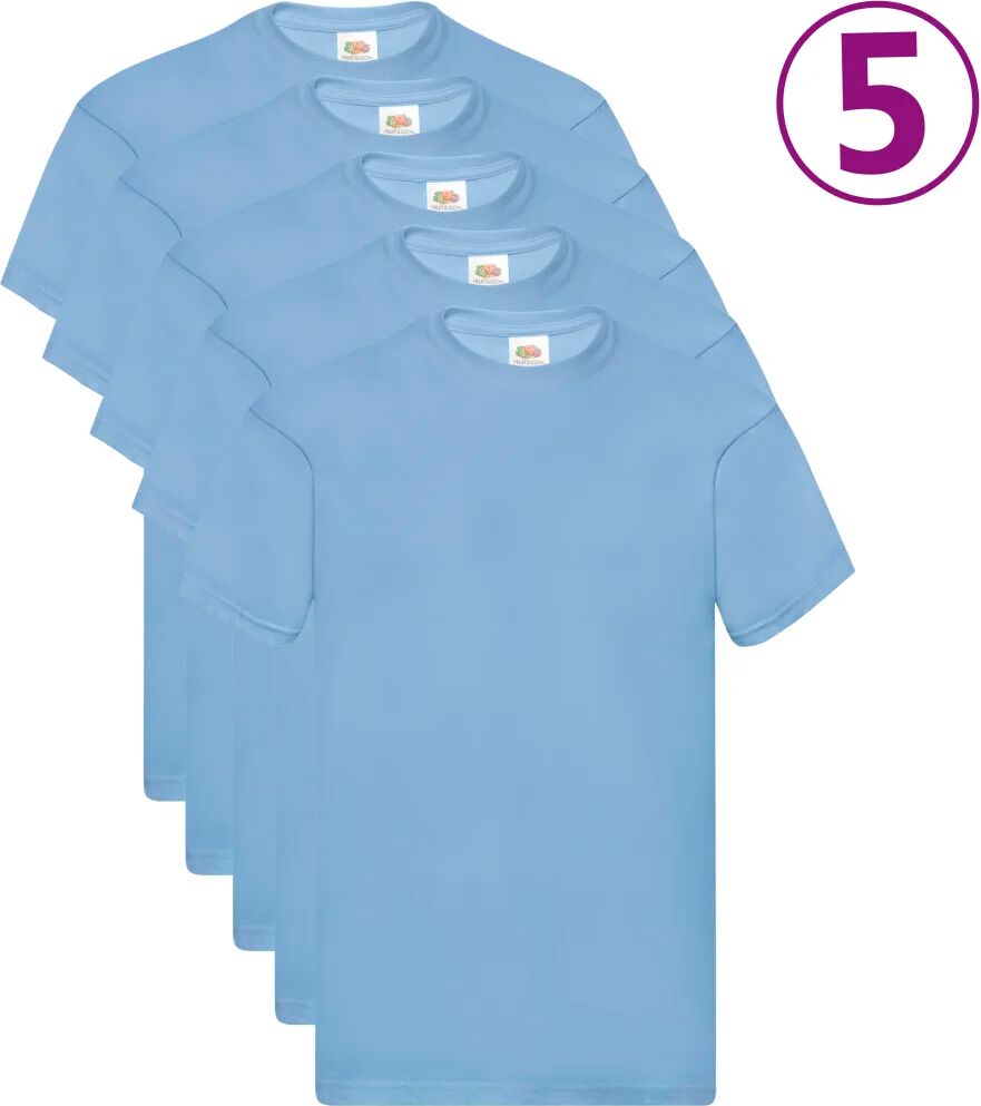 Fruit of the Loom T-shirts originais 5 pcs algodão S azul-claro