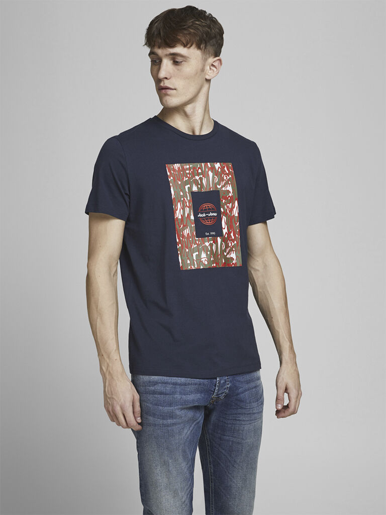 Jack & Jones T-Shirt Homem Colton  Jack Jones Azul marinho