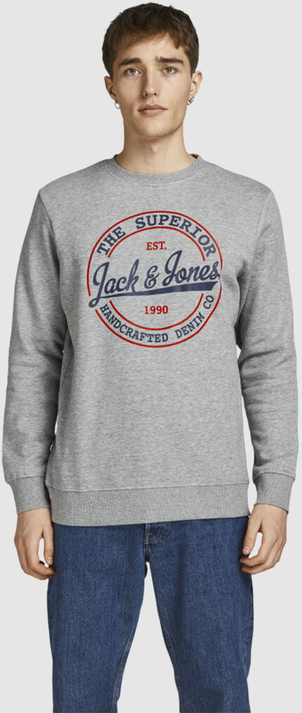 Jack & Jones Sweatshirt Homem Brat Crew Neck Jack Jones Cinza