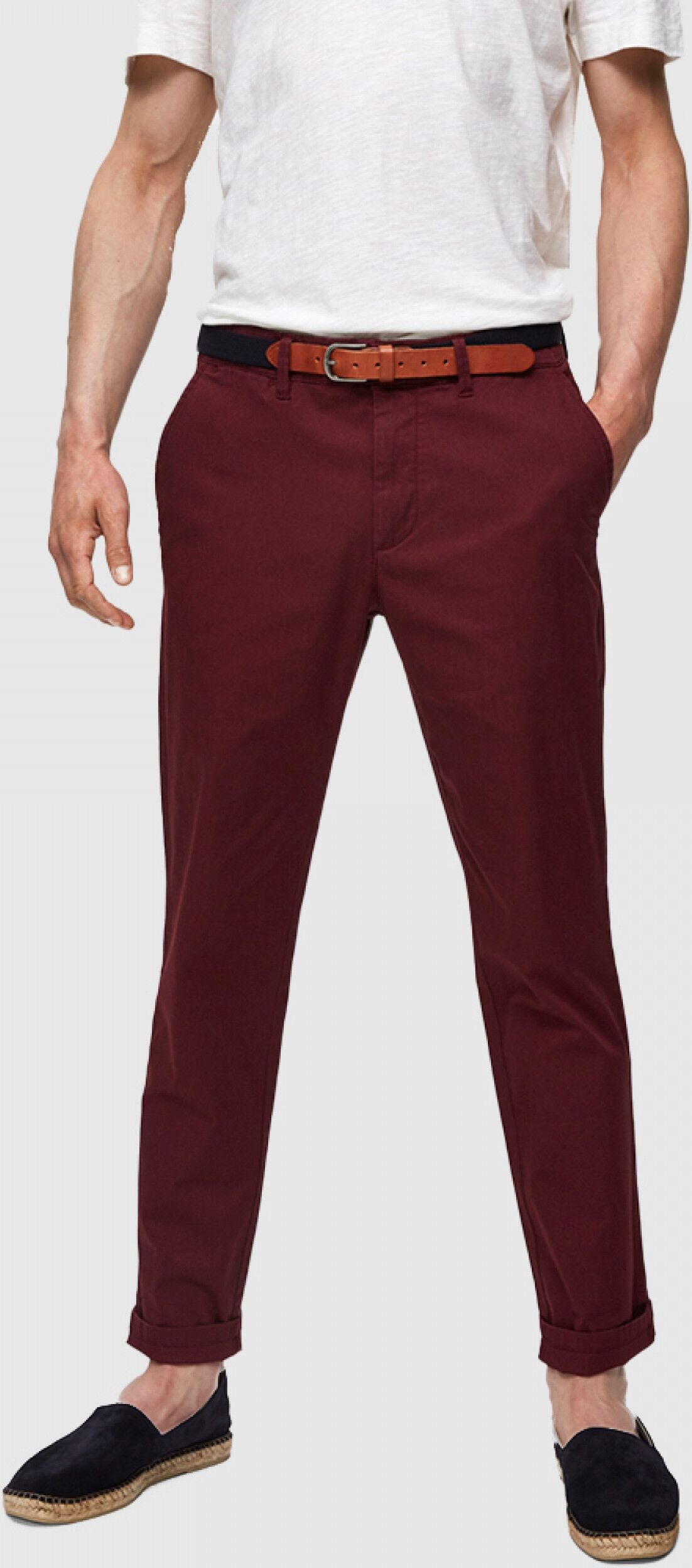 Selected Calça Homem Slim-Yard Selected Bordeaux