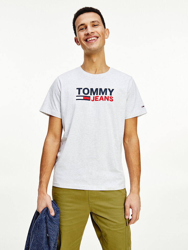 Tommy Jeans T-Shirt Homem Corp Logo Tommy Jeans Branco