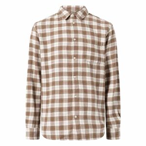 Knowledge Cotton Loose Fit Checkered Shirt Herr, XL, Beige check