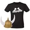 Alsino Viking skjorta män t-shirt S-XXL med vikingshjälm set män supvikingar gåva dans viking presentidé helgvikingar (M) helgvikingare