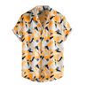 BYONIC Sommarskjortor for män kortärmad, kortärmad skjorta med kortärmad knapp Daglig skjorta Mode strandskjorta (Color : Yellow1, Size : XXL)