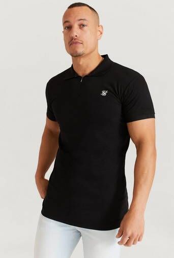 Siksilk Piké Inset Cuff Stretch Polo Svart  Male Svart